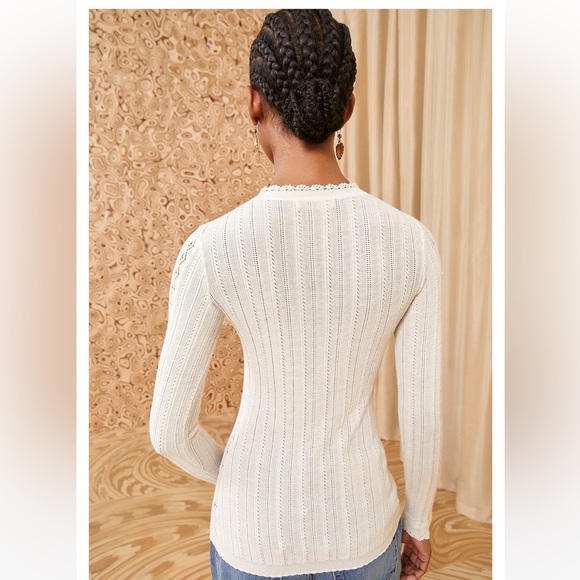 Ulla Johnson  Delia Top Cream LaceTrim Detail Sweater - Picture 10 of 16